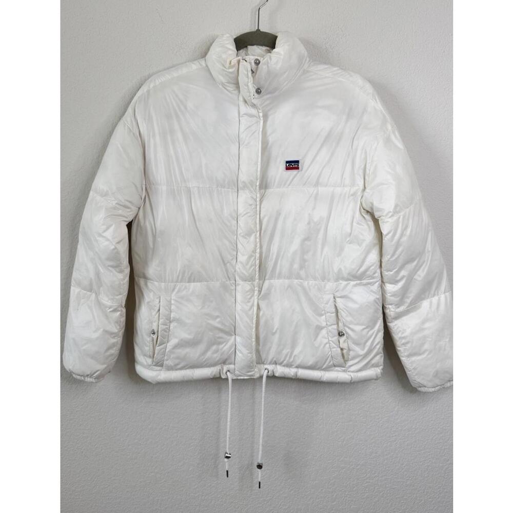 Vintage Y2K 90s 2000s Pearl White Levi's Puffer Jacket Coat‎ Sz XS Unisex